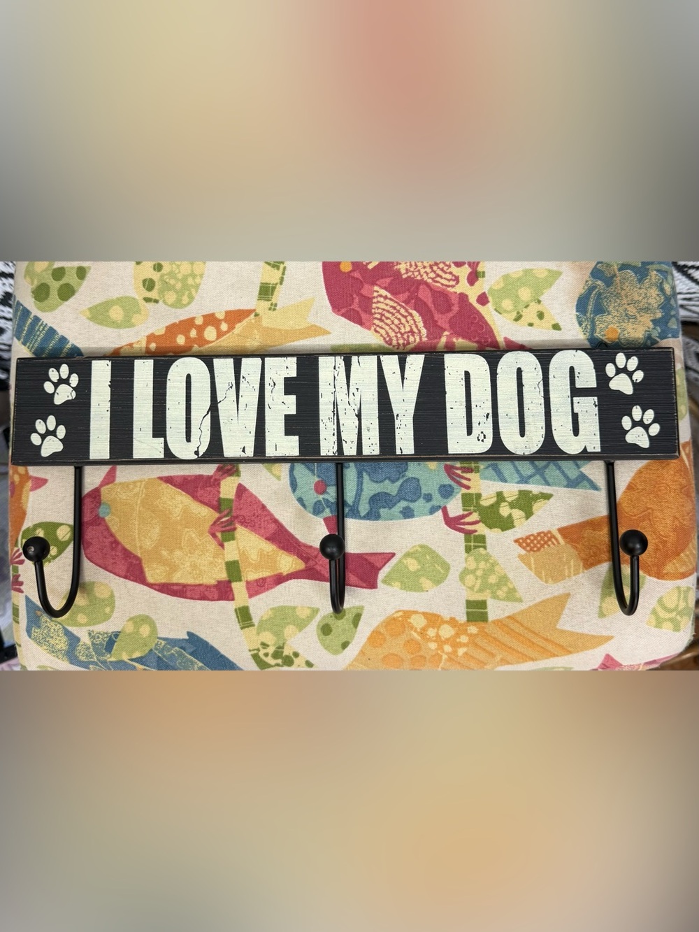 Nordstrom Black and White "I LOVE MY DOG" Wall Hook Rack